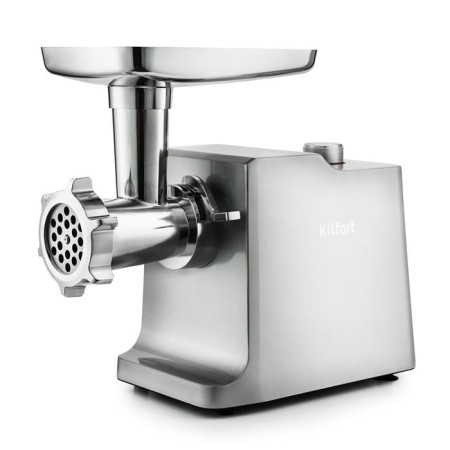 Electric meat grinder KitFort KT-2108, 1800 watts, 1.4 kg/min, 5 nozzles, reverse, silver