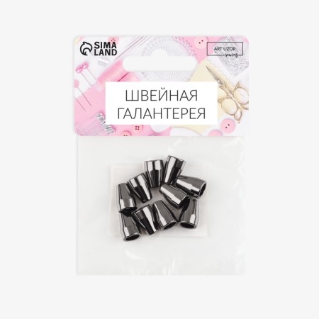 Tip for a cord, d = 4 mm, 12 × 8 mm, 10 pcs, black nickel color-3