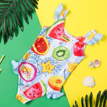 KAFTAN "Fruits" swimsuit, height 122-128 (34), blue/white color-11