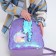 Baby backpack for a girl with sequins "Unicorn", a lightning department, blue color