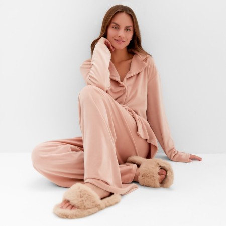 Костюм женский (рубашка и брюки) KAFTAN Plushy р. 40-42, бежевый-5