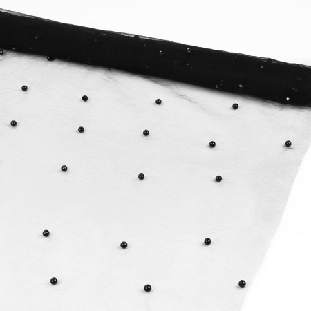 Mesh with beads, 150 cm, 1 ± 0.2 m, black color-1
