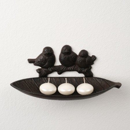 Souvenir of cast iron stand "Three birds on a branch by the sheet" 11.5x28x9 cm-4