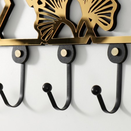 Decorative tree hooks "Leaves" Black, Mirror 4.5x42.5x20.3 cm-2