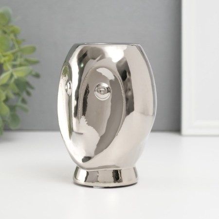Ceramics candlestick per 1 candle "owl Sipukha" d = 3.5 silver 9x8.5x12.5 cm-2