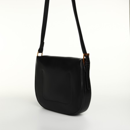 Women's bag on the Textura valve, average size, black color-4