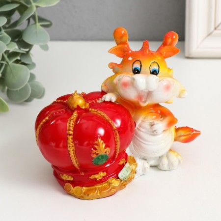 Piggy bank Polystone "Fiery Dragon with Crown" mix 11.5x7x9 cm-1