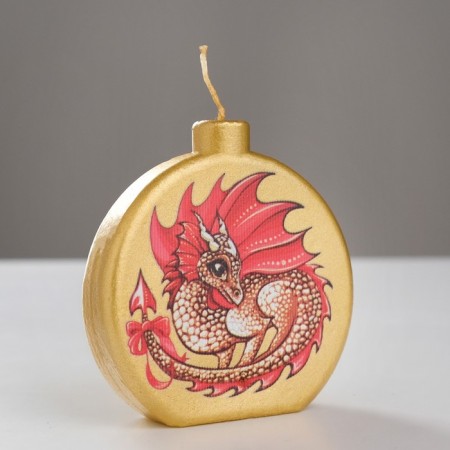 Candle "Dragon.Shar", 7.5x7.5 cm, golden-3