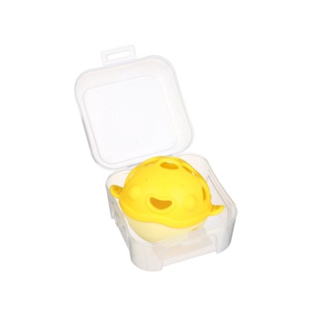 Silicone teether for teeth with a rattle of “fish”, in the case, yellow color, crumb I-5