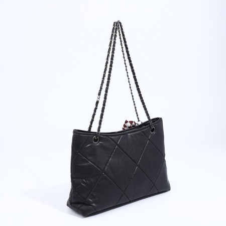 Soper bag with zipper, black color-1