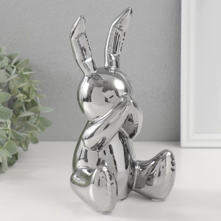 Souvenir Ceramics "Bunny hid the nose" silver 11x12x22 cm-1