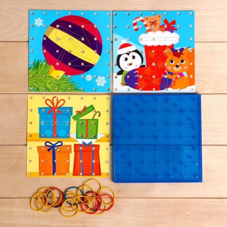 Geobord "New Year's tasks" with interchangeable pictures and rubber bands, mix-2