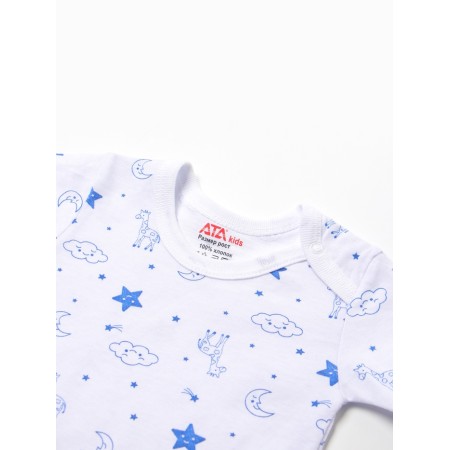 Body baby with a short sleeve "Giraffes", white/blue color, height 80-1