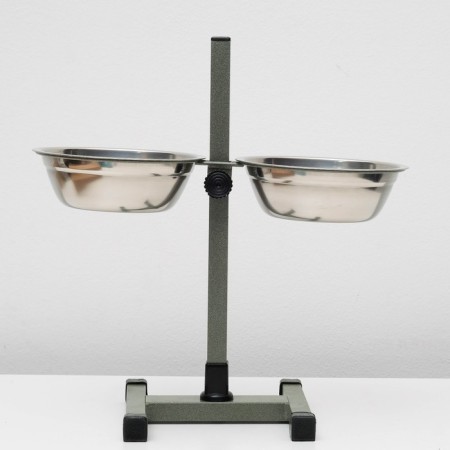 Stand with bowls, 2 x 700 ml, height 40 cm, collapsible, green-3