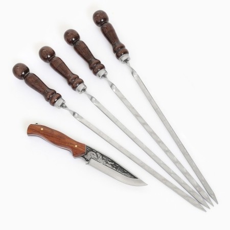 Set with skewers Gift "Elite-Xs" in a box from eco-leather No. 13-4