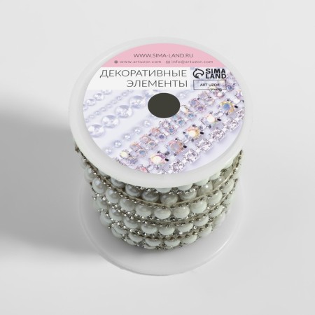 Rhinestones and beads are thermoclayes, width - 11 mm, 4.5 ± 0.5 m, silver color-3