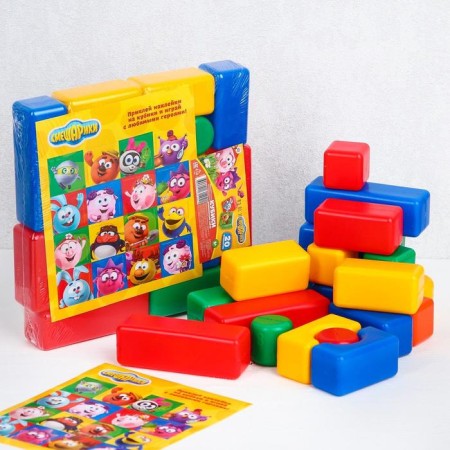 A set of colored cubes, "Smeshariki", 20 elements, 4x4 cm-1