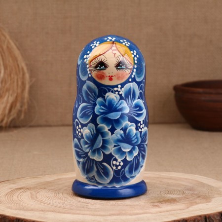Matryoshka "Irina", blue scarf, 5-doll, 19 cm-1