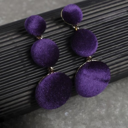 Earrings Assorted "Libero" three discs, purple color in gold-4