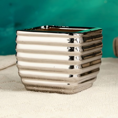 Kashpo "Strape" silver, 10x10x8.5cm-1