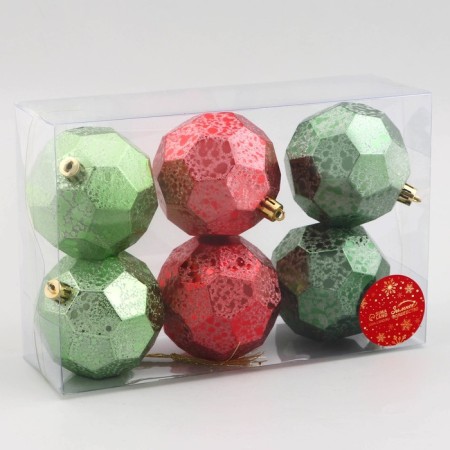 Set of balls plastic D-8 cm, 6 pcs "Cheryl" green red-1