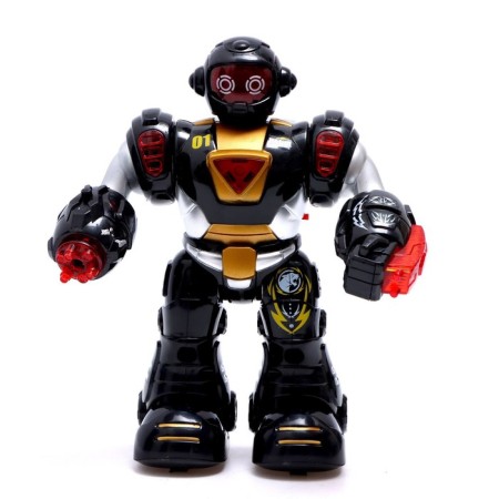 Superbot robot, light and sound effects, works from batteries, gold color-2