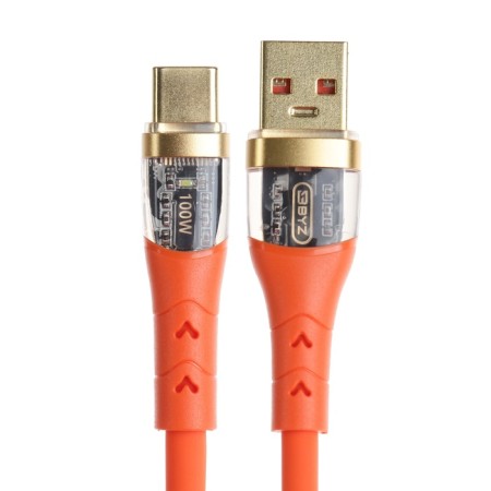 BYZ X96, Type -C cable - USB, 100 watts, 6 A, 1 m, PD, silicone, orange-1