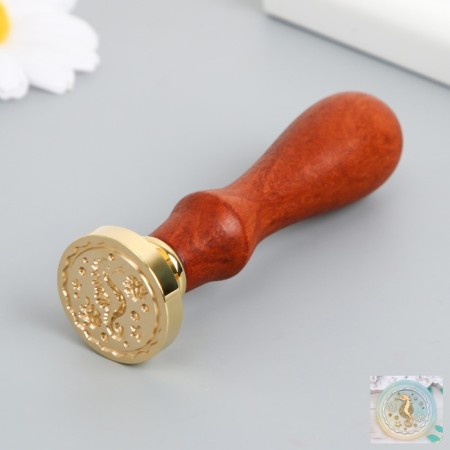 Printing for wax with a wooden handle "Sea Horse" 9x2.5x2.5 cm
