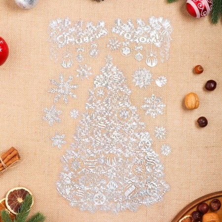 Set of stickers design "Winter beauty" holographic foil, 49.3x33.6cm-1