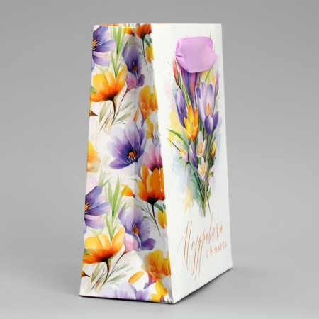 Gift Package Laminated, Packaging, “From March 8”, flowers, S 12 x 15 x 5.5 cm-3
