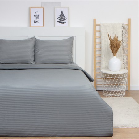 Lovelife bedding set Gray Line 143*215cm-2 pcs, 230*240cm, 50*70cm-2 pcs, Straip-Satin, 100%p/e