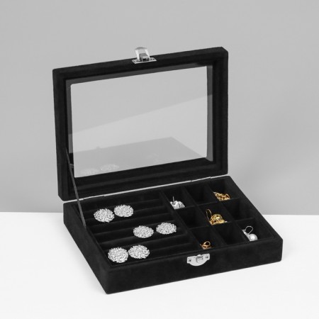 Steam for jewelry "Casket", 8 stripes, 9 cells, 20 × 15 × 4.5, black color-1