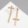 Earrings metal "Cross and chain" weaving, color gold