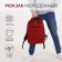 A backpack with a zipper, "saxi", outer pocket, red color