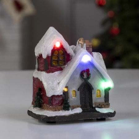 LED figure "snow -covered house" 9 × 10 × 6 cm, polystone, batteries AAAX3 (not in the kit), glow of multi