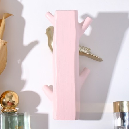 Decorative polystone hooks "Golden bird on the pink branch" 16x5.7x9.7 cm-2