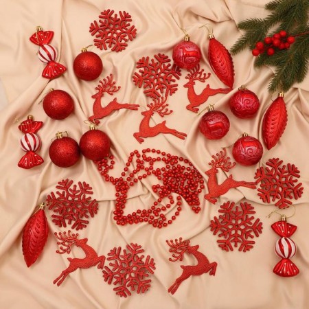 Set of jewelry plastic 27 pcs "Frosty day" red