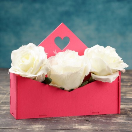 Kashpo wooden 21 × 6 × 18 cm envelope "Good heart", pink give beautifully