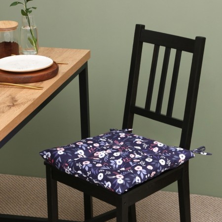 Siddle on the chair Ethel "Flowers" 40x40 cm, col. blue, 100% polyester-3