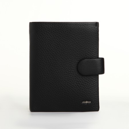 Male purse on the button, department for auto documents, black color