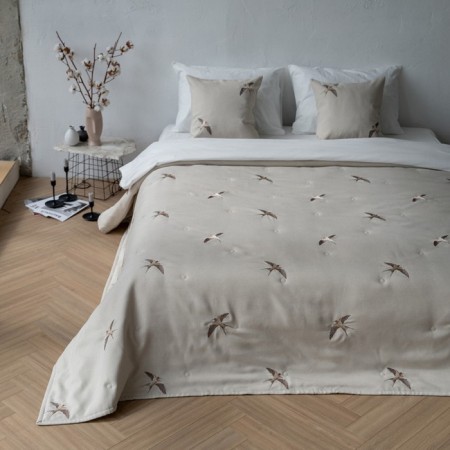 Set: a bedspread with pillowcases "Mary", size 230x250 cm, 45x45 cm - 2 pcs, color beige -brown-3