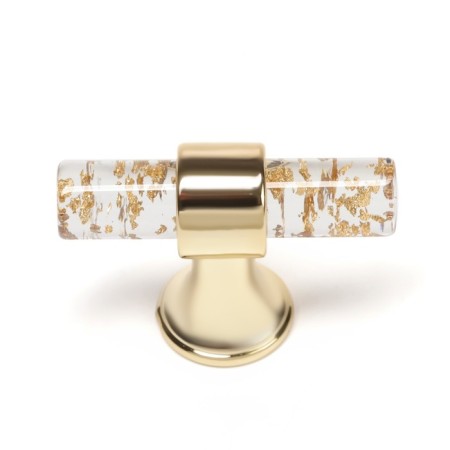 Handle button Cappio PK106, D = 12 mm, plastic, color transparent gold/gold-2