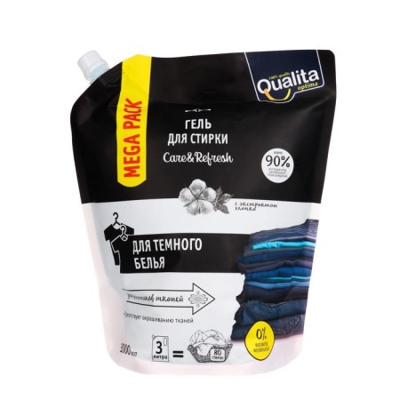 Liquid for washing Qualita, gel, for dark tissues, 3 liters