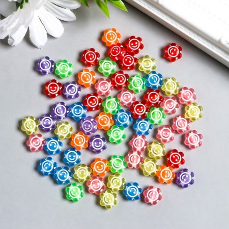 Beads for creativity plastic "Smiley" transparent bright set 20 g 0.5x1x1 cm