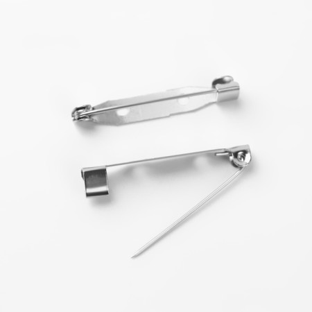 The base for brooches, 2 holes, 32 mm, 10 pcs, silver color-3