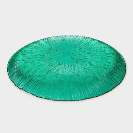 Glass Plane Lacking "Fayverk", D = 27 cm, emerald color-3