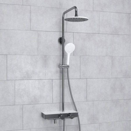 Show system Wasserkraft a113.067.155.ch Thermo, tropical shower, thermostat, chrome/white 1011510-1