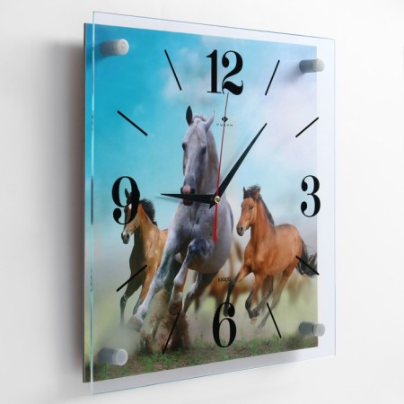 Watch wall, interior "horses", silent, 35 x 35 cm-1