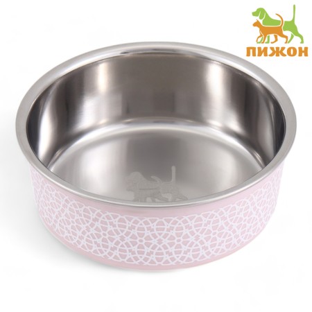 Bowl with silicone base "lace", pink, 500 ml