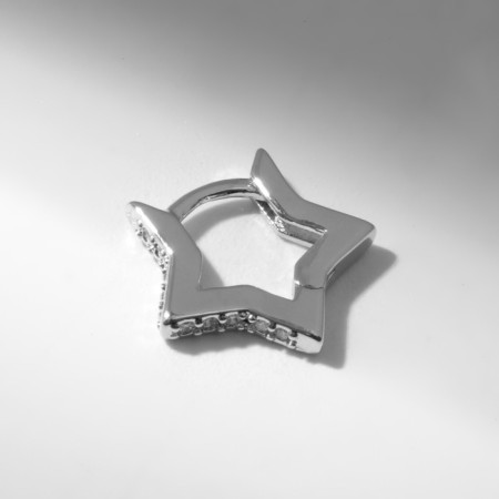 Piercing in the ear (Helix) "Star", d = 10 mm, white color in silver-1
